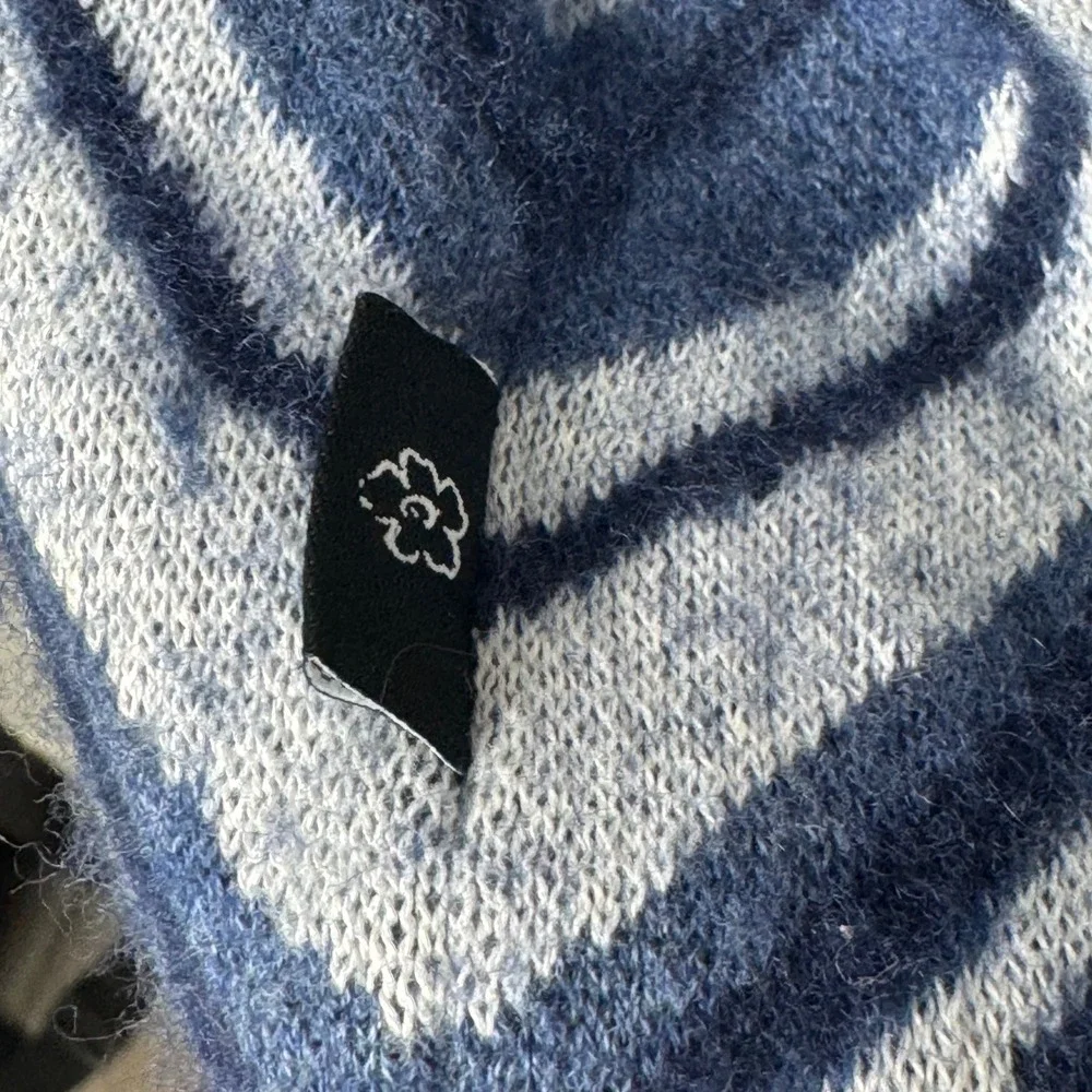 Ted Baker Sweater Men 3 Blue Wavy Zebra Print Wool Yak Blend Warfe Pullover - Picture 4 of 7